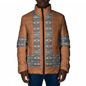 African Ndebele Traditional Attire Padded Jacket Brown Ndebele Stripe