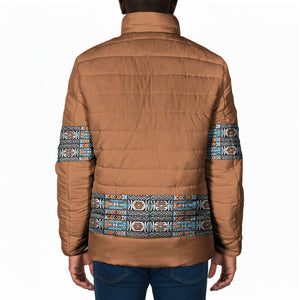 African Ndebele Traditional Attire Padded Jacket Brown Ndebele Stripe