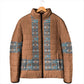 African Ndebele Traditional Attire Padded Jacket Brown Ndebele Stripe