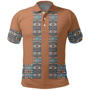 African Ndebele Traditional Attire Polo Shirt Brown Ndebele Stripe