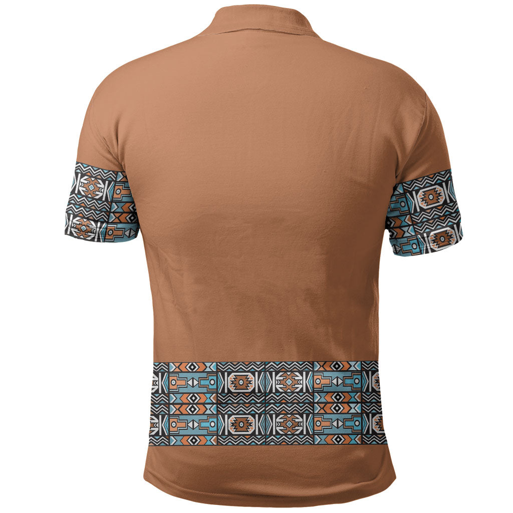 African Ndebele Traditional Attire Polo Shirt Brown Ndebele Stripe