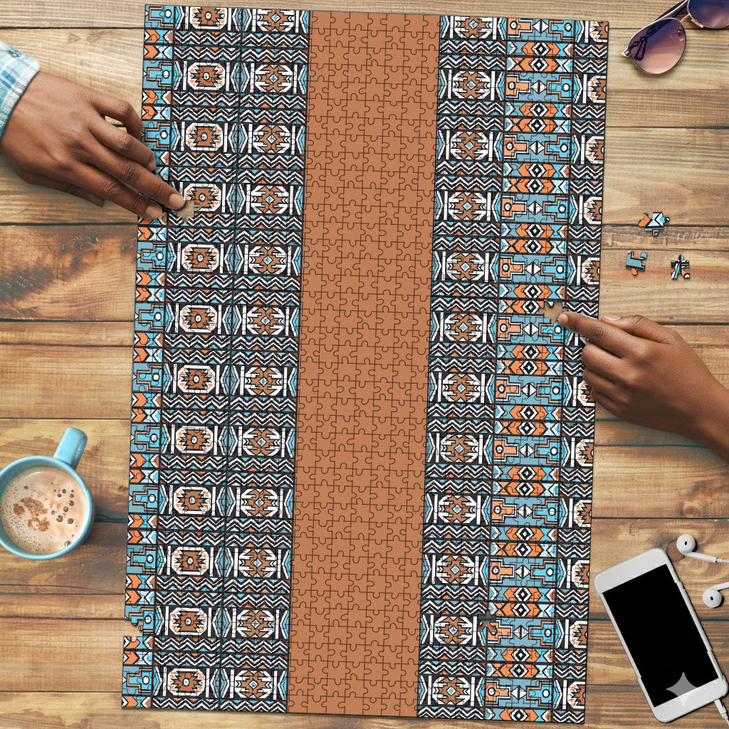 African Ndebele Traditional Attire Puzzle Brown Ndebele Stripe
