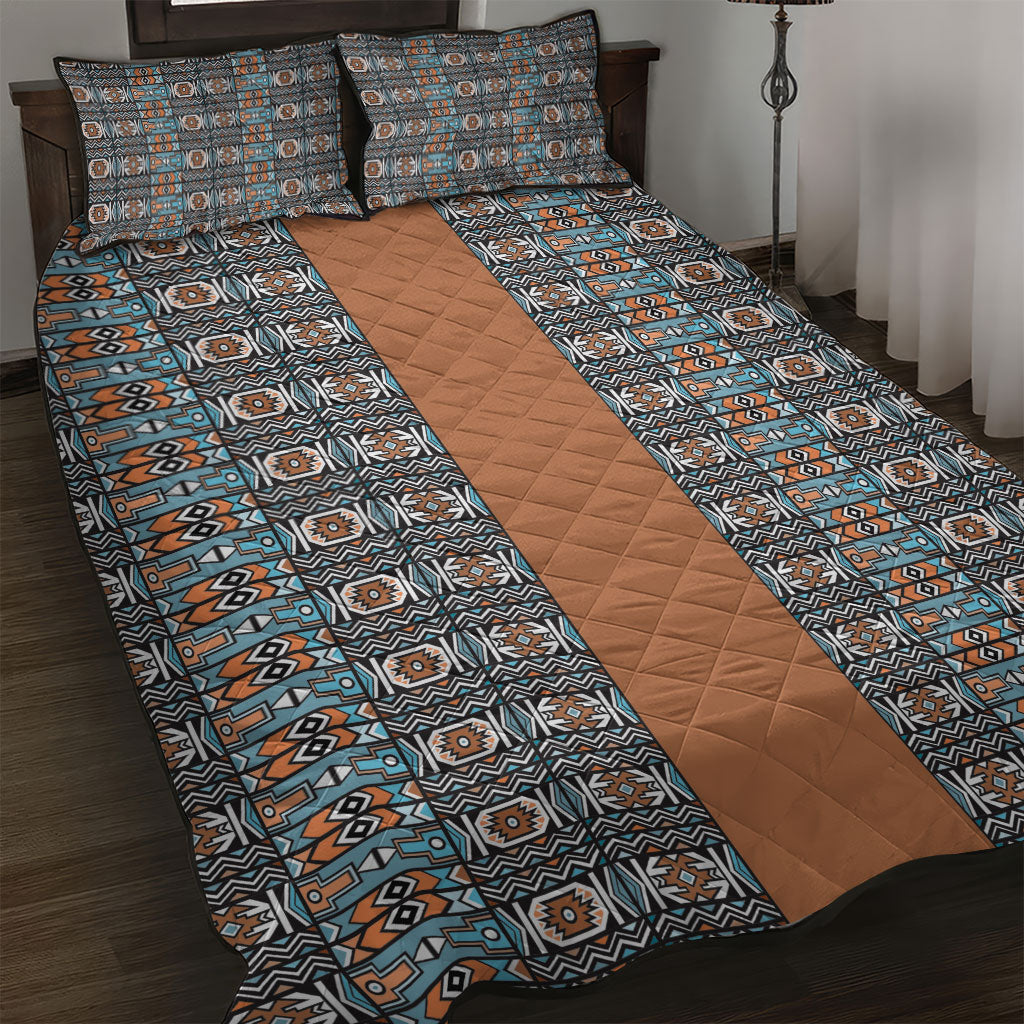 African Ndebele Traditional Attire Quilt Bed Set Brown Ndebele Stripe