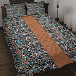 African Ndebele Traditional Attire Quilt Bed Set Brown Ndebele Stripe