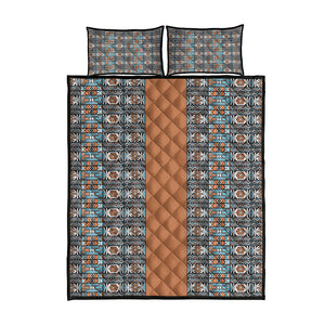 African Ndebele Traditional Attire Quilt Bed Set Brown Ndebele Stripe