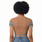 African Ndebele Traditional Attire Raglan Cropped T shirt Brown Ndebele Stripe