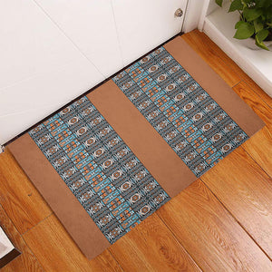 African Ndebele Traditional Attire Rubber Doormat Brown Ndebele Stripe
