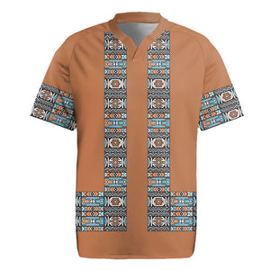 African Ndebele Traditional Attire Rugby Jersey Brown Ndebele Stripe