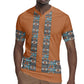 African Ndebele Traditional Attire Rugby Jersey Brown Ndebele Stripe