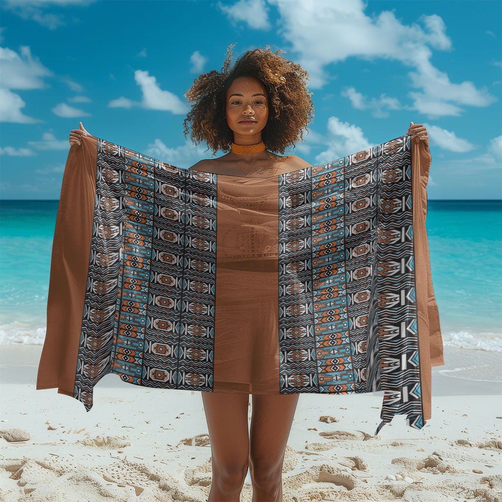 African Ndebele Traditional Attire Sarong Brown Ndebele Stripe