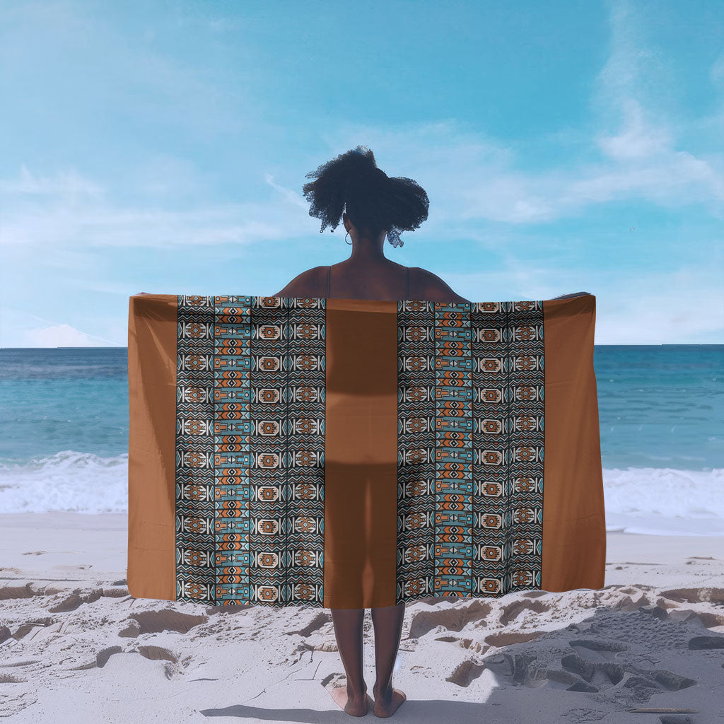 African Ndebele Traditional Attire Sarong Brown Ndebele Stripe