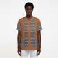 African Ndebele Traditional Attire Scrub Top Brown Ndebele Stripe