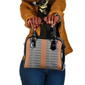 African Ndebele Traditional Attire Shoulder Handbag Brown Ndebele Stripe