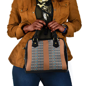 African Ndebele Traditional Attire Shoulder Handbag Brown Ndebele Stripe