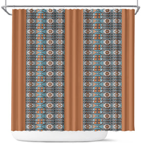 African Ndebele Traditional Attire Shower Curtain Brown Ndebele Stripe