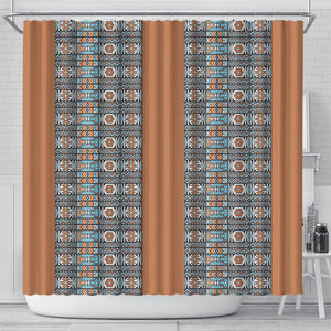 African Ndebele Traditional Attire Shower Curtain Brown Ndebele Stripe