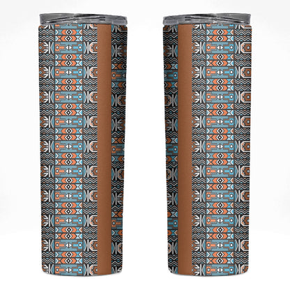African Ndebele Traditional Attire Skinny Tumbler Brown Ndebele Stripe