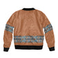 African Ndebele Traditional Attire Sleeve Zip Bomber Jacket Brown Ndebele Stripe