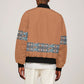 African Ndebele Traditional Attire Sleeve Zip Bomber Jacket Brown Ndebele Stripe
