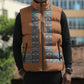 African Ndebele Traditional Attire Sleeveless Puffer Jacket Brown Ndebele Stripe