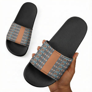 African Ndebele Traditional Attire Slide Sandals Brown Ndebele Stripe