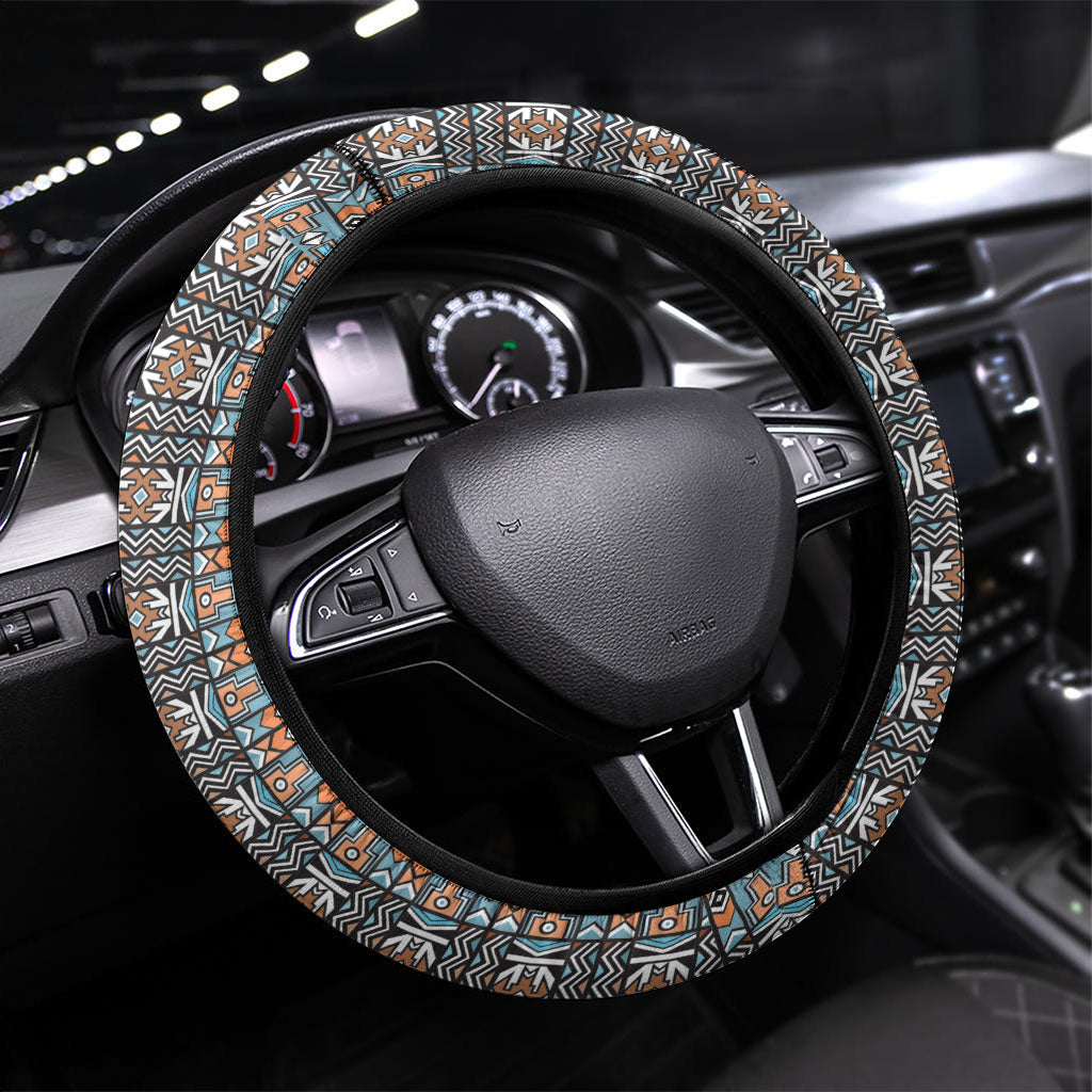 African Ndebele Traditional Attire Steering Wheel Cover Brown Ndebele Stripe