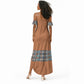 African Ndebele Traditional Attire Summer Maxi Dress Brown Ndebele Stripe