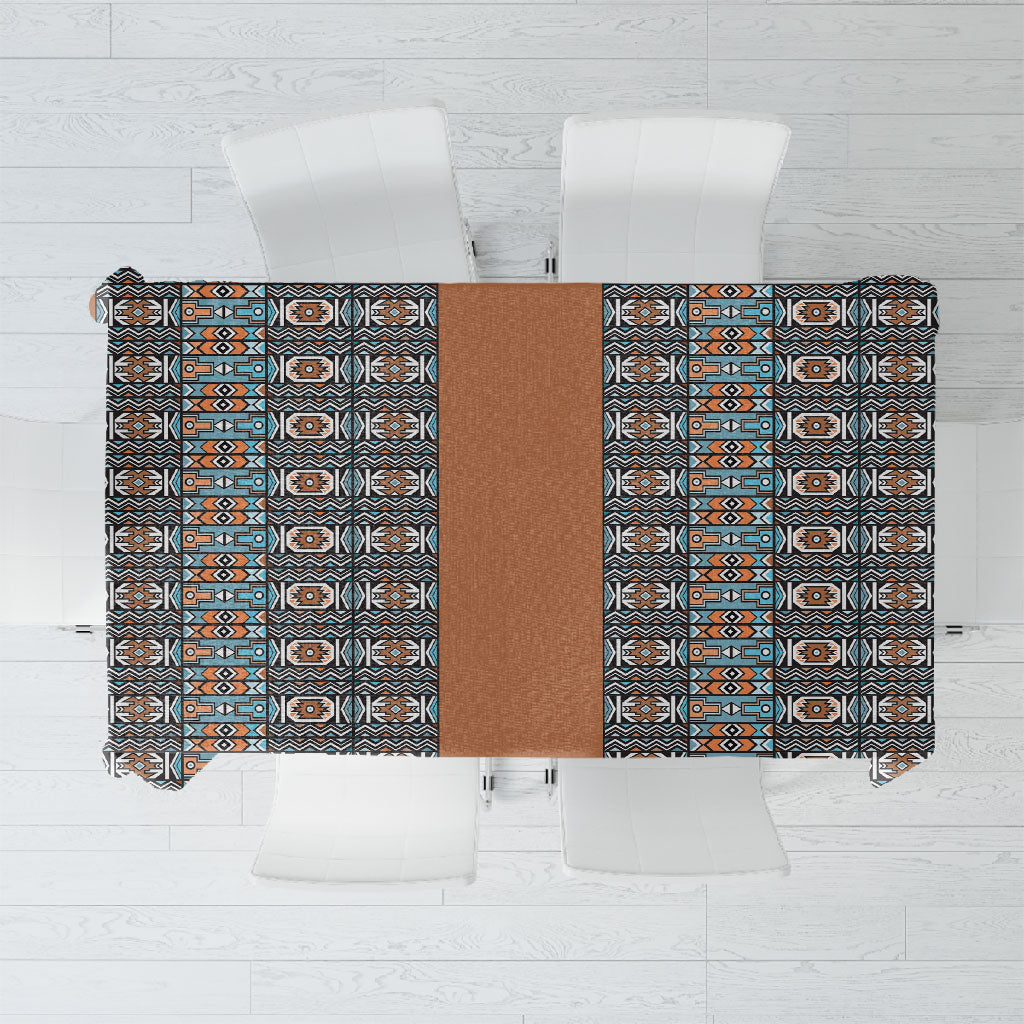 African Ndebele Traditional Attire Tablecloth Brown Ndebele Stripe