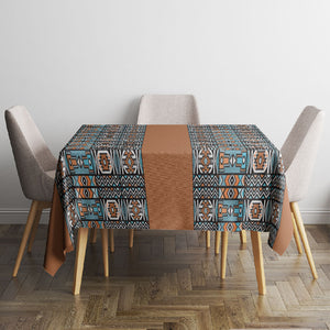 African Ndebele Traditional Attire Tablecloth Brown Ndebele Stripe