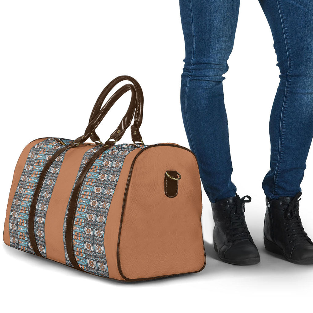 African Ndebele Traditional Attire Travel Bag Brown Ndebele Stripe