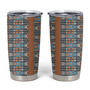 African Ndebele Traditional Attire Tumbler Cup Brown Ndebele Stripe