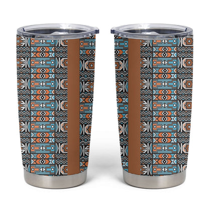 African Ndebele Traditional Attire Tumbler Cup Brown Ndebele Stripe