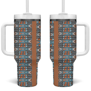 African Ndebele Traditional Attire Tumbler With Handle Brown Ndebele Stripe