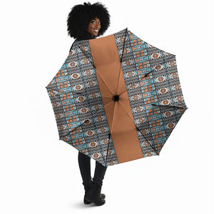 African Ndebele Traditional Attire Umbrella Brown Ndebele Stripe