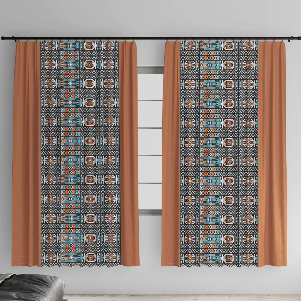 African Ndebele Traditional Attire Window Curtain Brown Ndebele Stripe