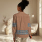 African Ndebele Traditional Attire Women Casual Shirt Brown Ndebele Stripe