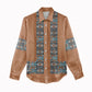 African Ndebele Traditional Attire Women Casual Shirt Brown Ndebele Stripe