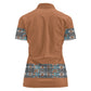 African Ndebele Traditional Attire Women Polo Shirt Brown Ndebele Stripe