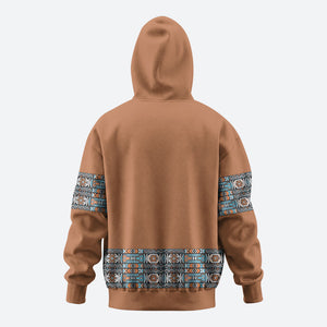 African Ndebele Traditional Attire Zip Hoodie Brown Ndebele Stripe