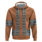 African Ndebele Traditional Attire Zip Hoodie Brown Ndebele Stripe