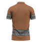 African Ndebele Traditional Attire Zipper Polo Shirt Brown Ndebele Stripe
