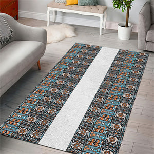 African Ndebele Traditional Attire Area Rug White Ndebele Stripe