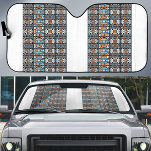African Ndebele Traditional Attire Auto Sun Shade White Ndebele Stripe