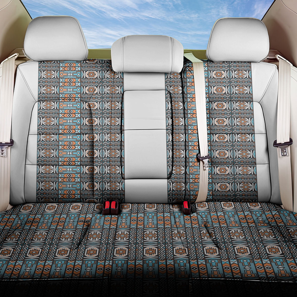 African Ndebele Traditional Attire Back Car Seat Cover White Ndebele Stripe