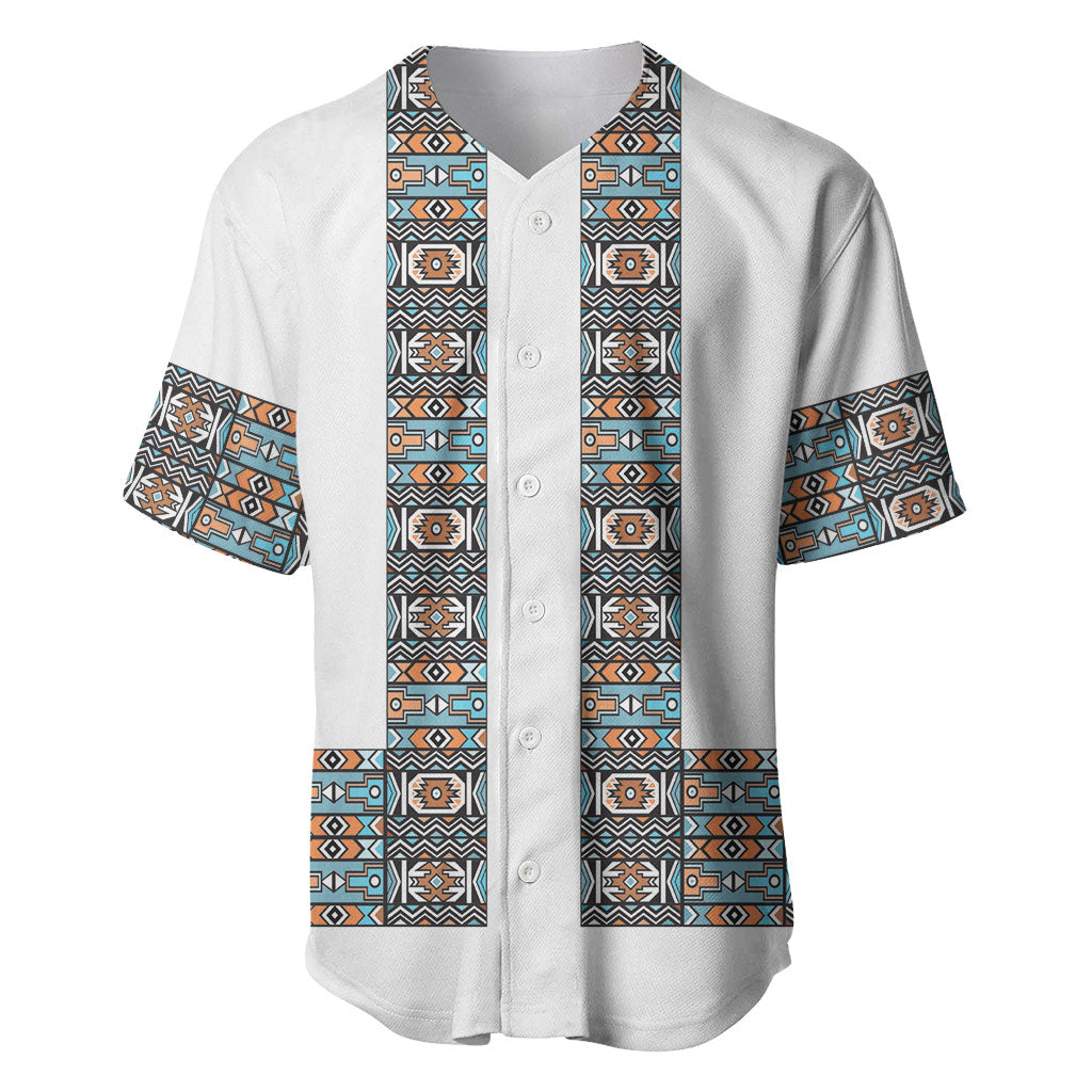 African Ndebele Traditional Attire Baseball Jersey White Ndebele Stripe