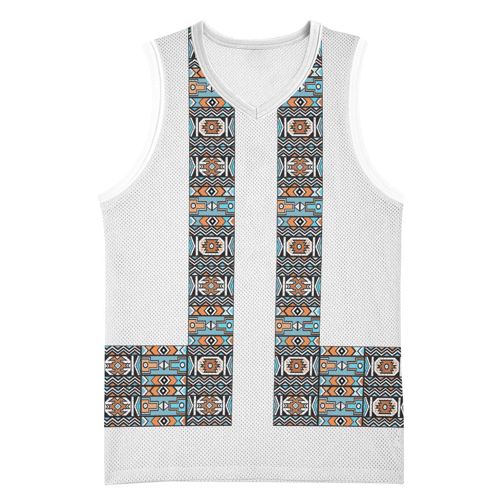 African Ndebele Traditional Attire Basketball Jersey White Ndebele Stripe