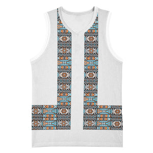 African Ndebele Traditional Attire Basketball Jersey White Ndebele Stripe