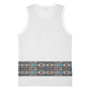 African Ndebele Traditional Attire Basketball Jersey White Ndebele Stripe
