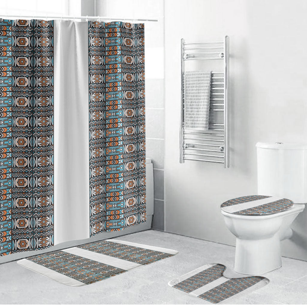 African Ndebele Traditional Attire Bathroom Set White Ndebele Stripe
