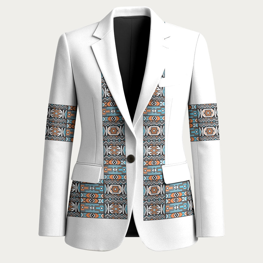 African Ndebele Traditional Attire Blazer White Ndebele Stripe